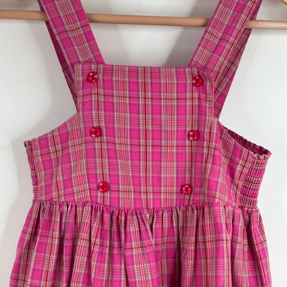 Vintage 90s Gymboree Rainbow Tag Plaid Dress 4T Pink Button School Preppy Retro - Picture 2 of 8